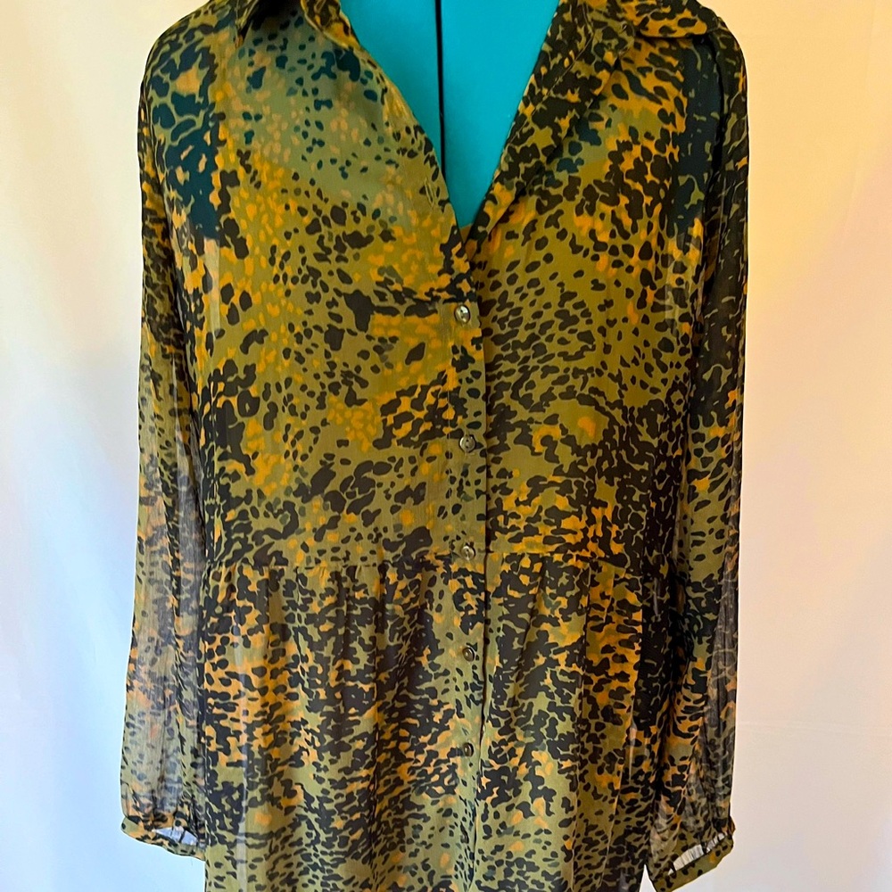 Chiffon Shirtdress with Ruffle Hem NWT